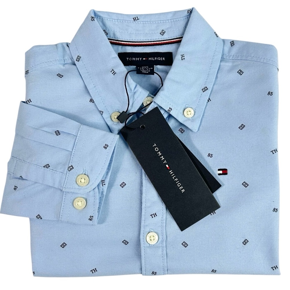 Tommy Hilfiger Little Boys Blue Long Sleeve Button Down Shirt size 2-3